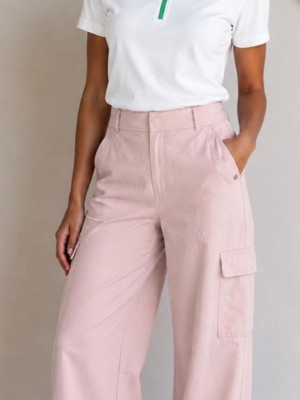 Athleta NWT Vienna Cargo PANTS Pink High Rise Straight-Leg Trousers Size 10